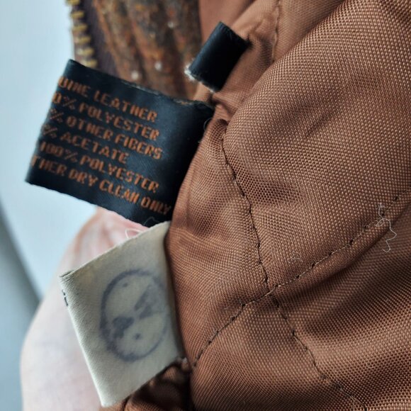 Vintage Winlit Leather and Wool Blend Western Aztec Bomber Jacket Coat Medium - Picture 15 of 16